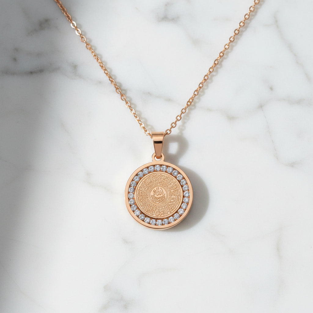 Ayatul Kursi Zircon Necklace - Rose Gold - Zoha Los Angeles