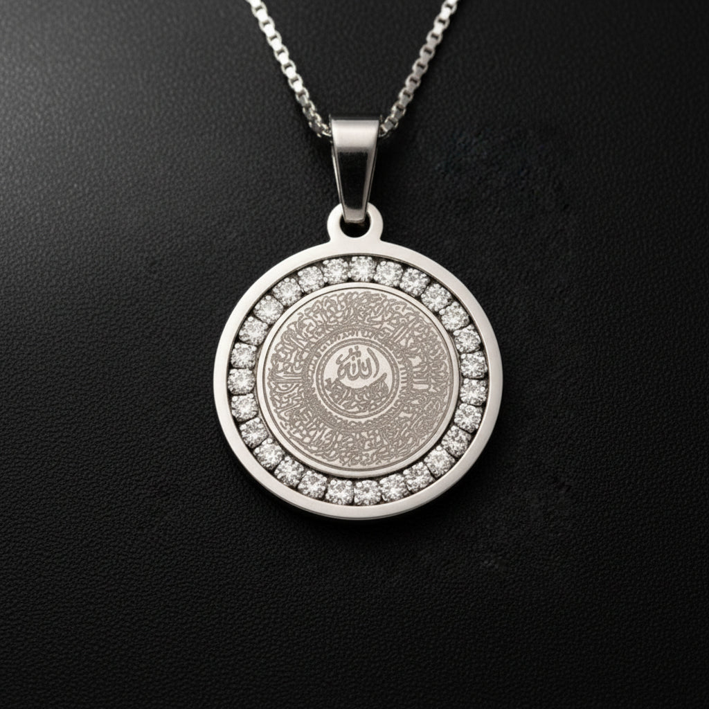 Ayatul Kursi Zircon Necklace - Silver- Zoha Los Angeles