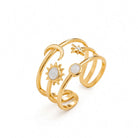 Celestial Harmony Ring – multi-band gold cuff with moon sun and star – Zoha Los Angeles