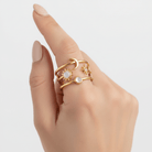 Celestial Harmony Ring – multi-band gold cuff with moon sun and star – Zoha Los Angeles