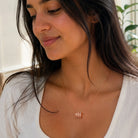 Cubic zirconia pendant necklace - Ariana showcased on a model, highlighting the sparkle and elegance of the design.