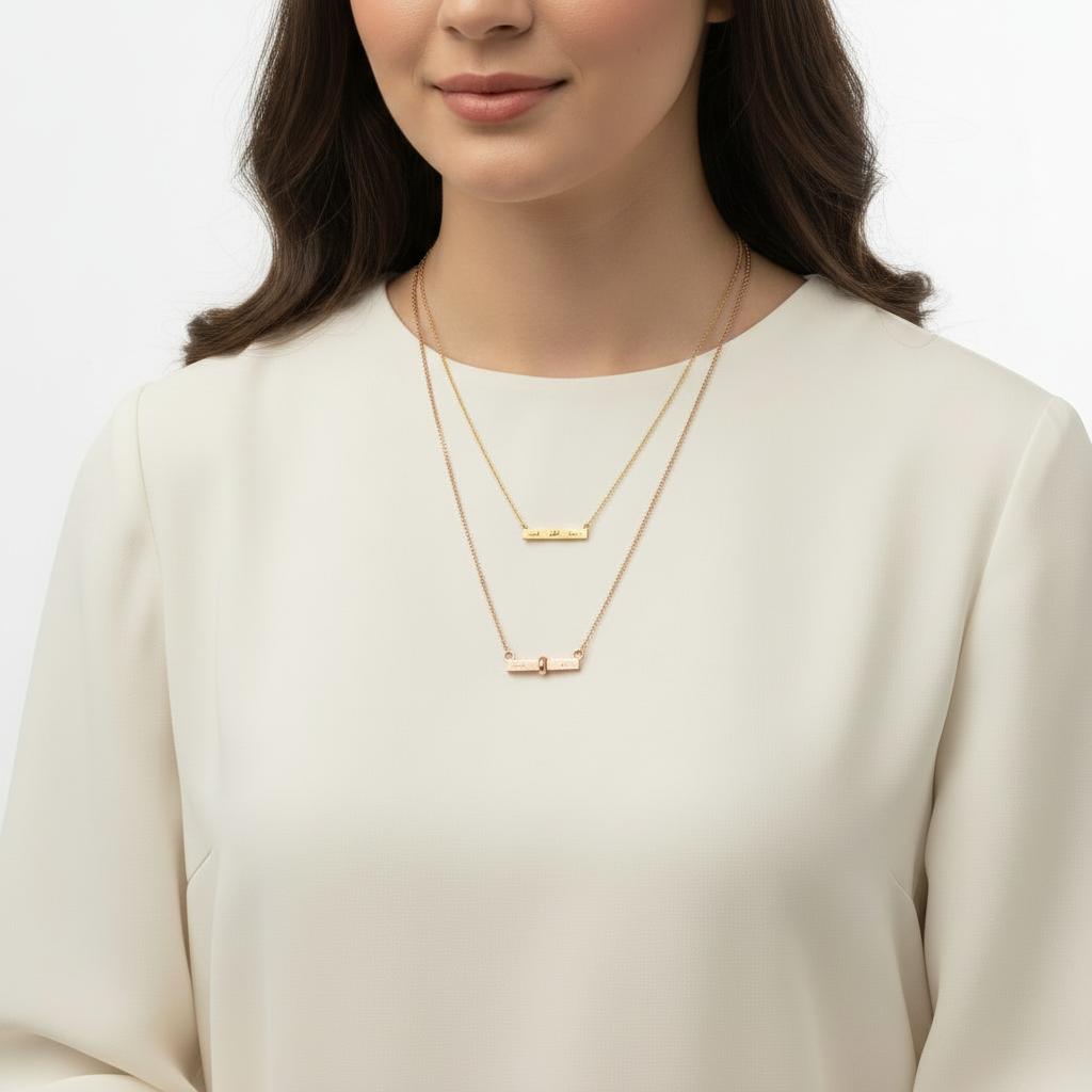 Dua and Hope T-bar Necklace - Gold - Zoha Los Angeles