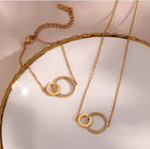 EMMY Circle Necklace in gold - 18K gold plated cubic zirconia pendant by Zoha Los Angeles