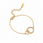 Emmy Circle Bracelet in gold - 18K gold plated cubic zirconia stainless steel by Zoha Los Angeles