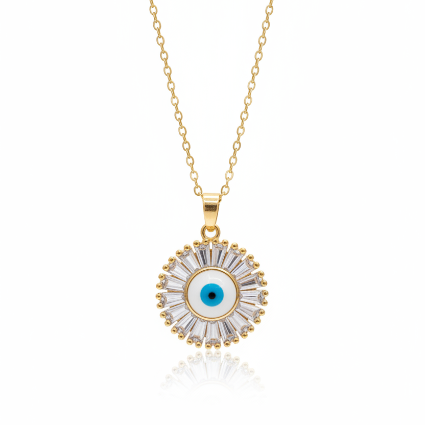 Ayala Necklace - Evil Eye Gold Necklace - Zoha Los Angeles