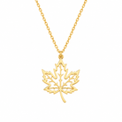 Gold-colored openwork maple leaf pendant necklace 