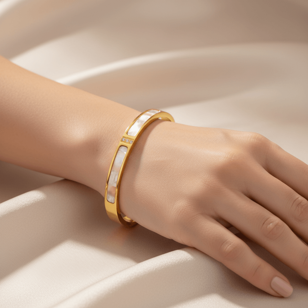 Grace Mother of Pearl Gold Bangle