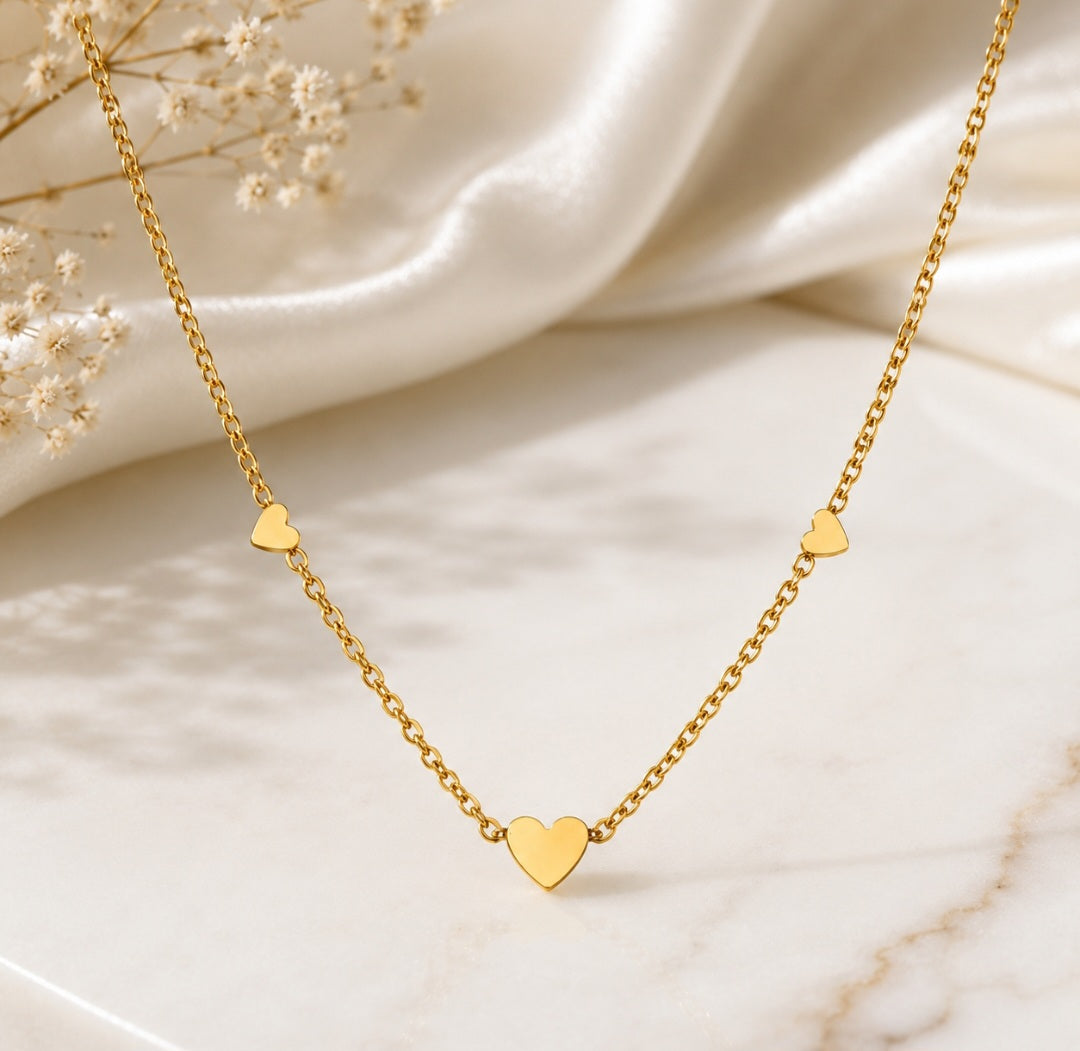 Marissa Heart Necklace - Gold Heart Charm Necklace - Zoha Los Angeles