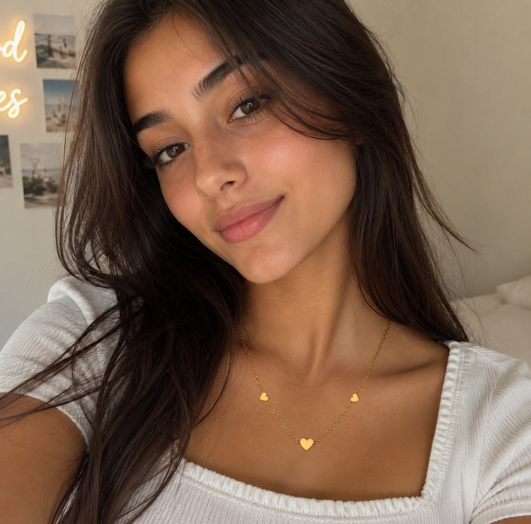 Marissa Heart Necklace - Gold Heart Charm Necklace - Zoha Los Angeles