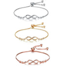 Amna Infinity Bracelet — 18k gold plated stainless steel infinity bracelet with CZ by Zoha Los Angeles