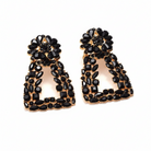 Laila Crystal Drop Earrings – Rhinestone Trapezoid Statement Drops in black | Zoha Los Angeles