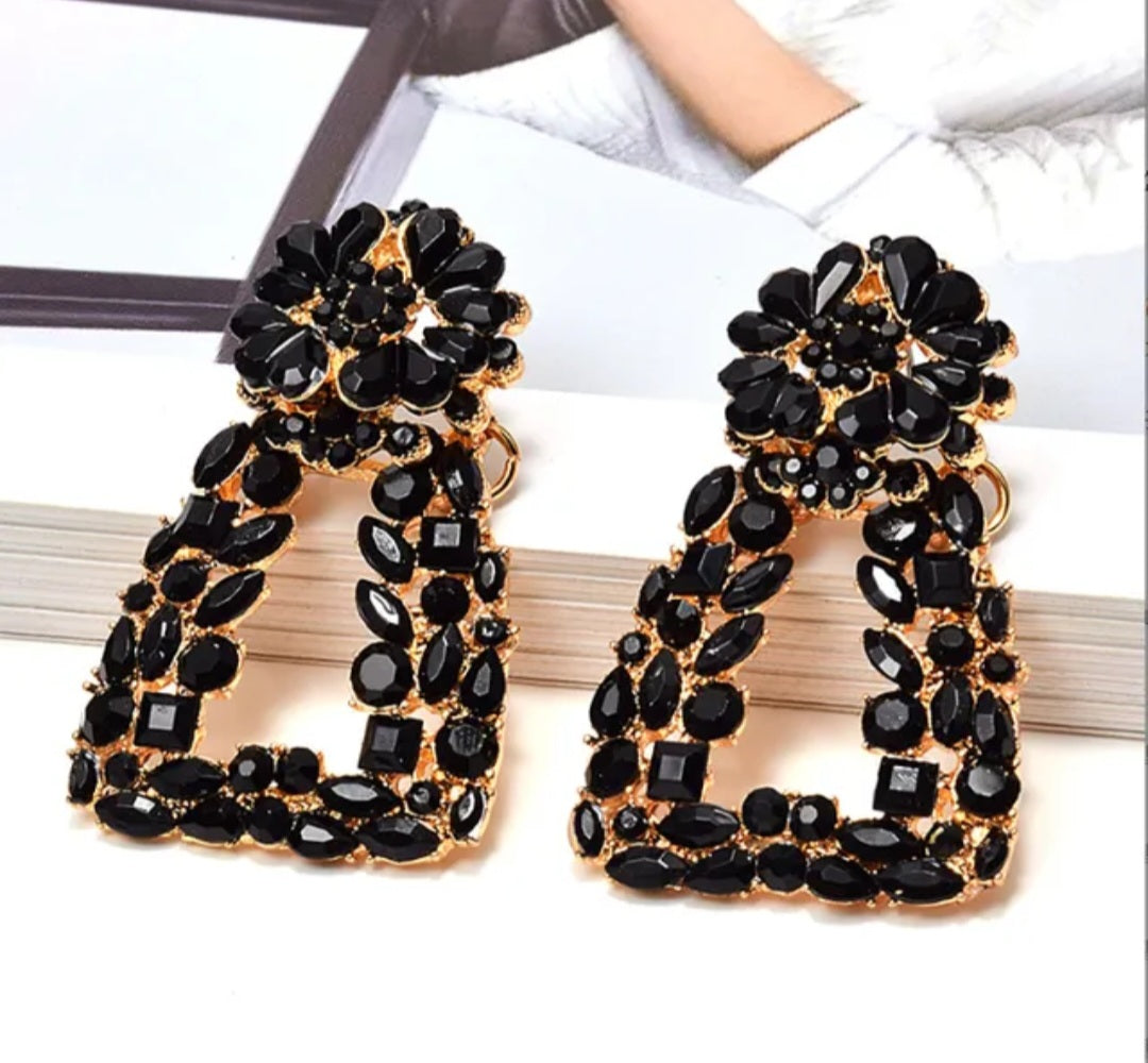 Laila Crystal Drop Earrings – Rhinestone Trapezoid Statement Drops | Zoha Los Angeles