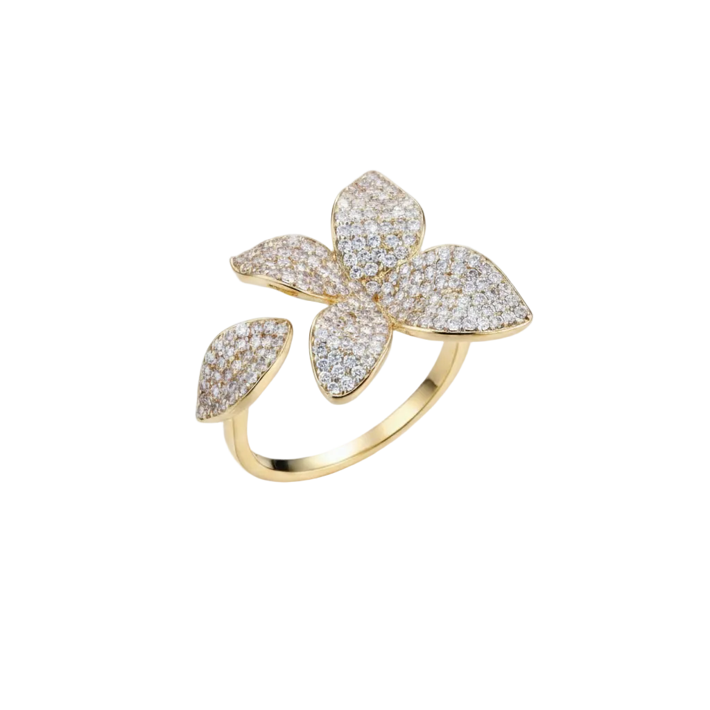 Lamaz Flower Ring – Adjustable 14k Gold Plated Petal Ring in Gold | Zoha Los Angeles