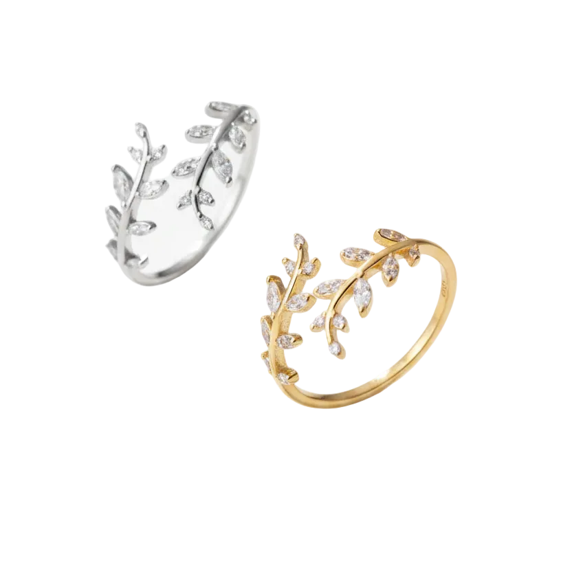 Leaf Ring in gold - 18k gold plated adjustable ring by Zoha Los Angeles
