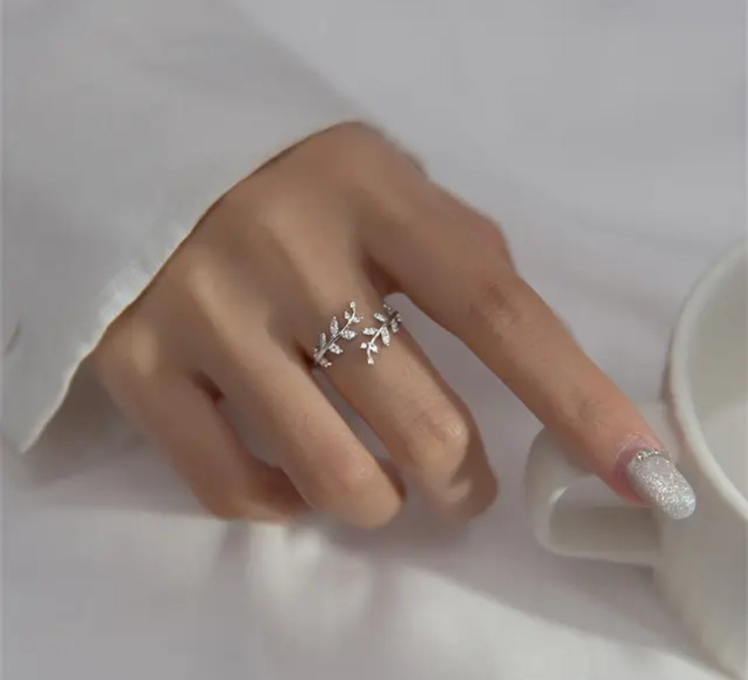 Leaf Ring in silver- 18k gold plated adjustable ring by Zoha Los Angeles