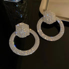 Liya Crystal Pavé Drop Hoop Earrings – Rhinestone Encrusted Hoops in Gold | Zoha Los Angeles