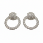 Liya Crystal Pavé Drop Hoop Earrings – Rhinestone Encrusted Hoops in silver | Zoha Los Angeles