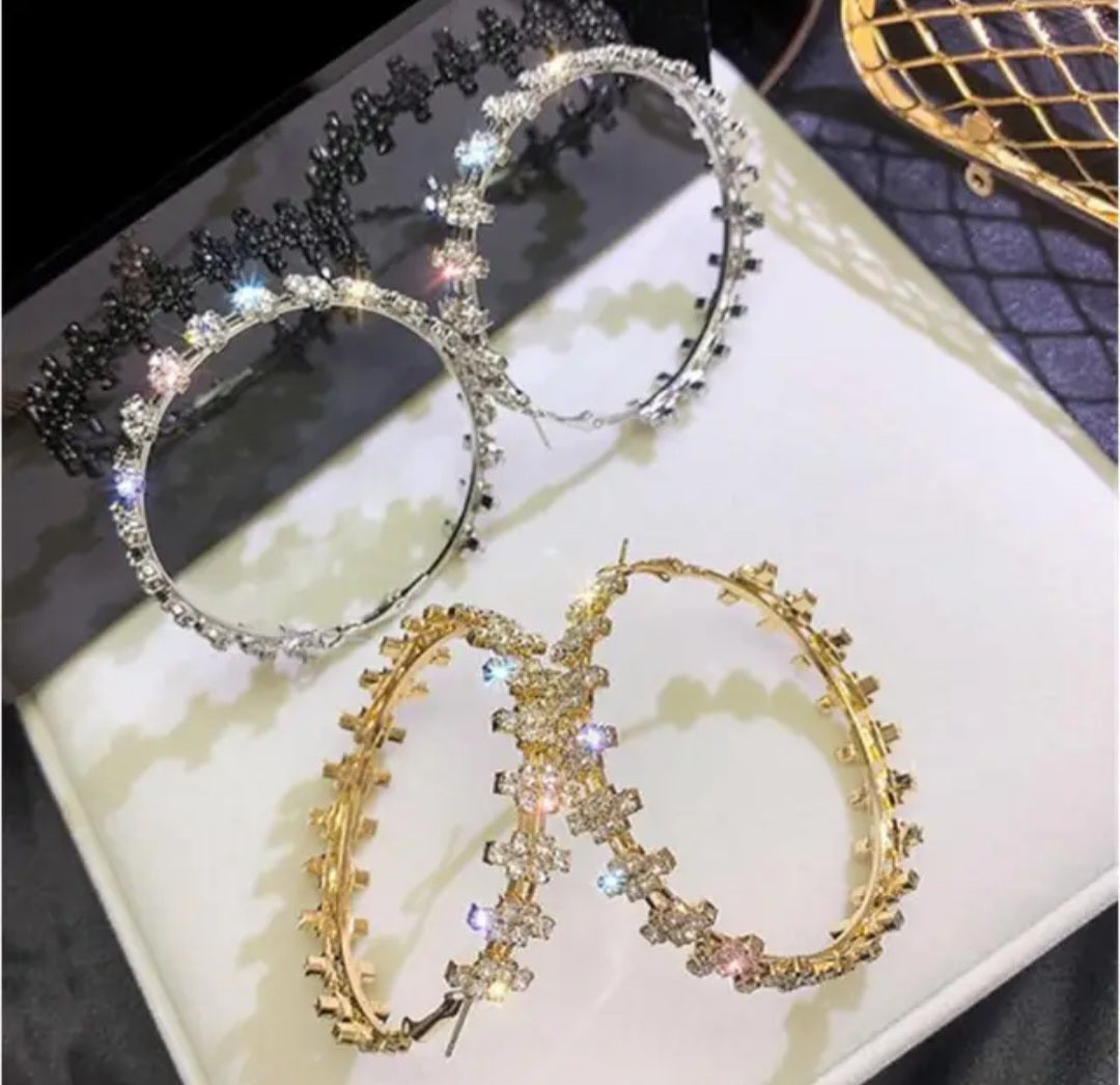Lora Crystal Flower Hoop Earrings – CZ Floral Statement Hoops in Gold | Zoha Los Angeles
