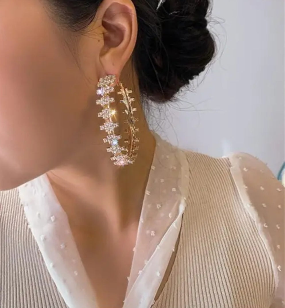 Lora Crystal Flower Hoop Earrings – CZ Floral Statement Hoops in Gold | Zoha Los Angeles