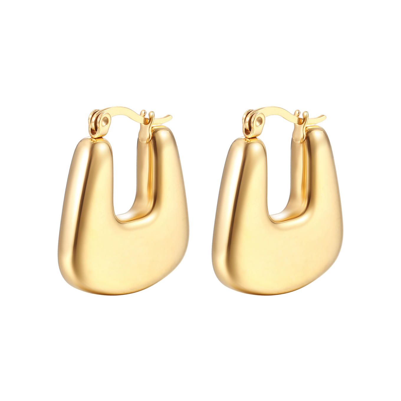 Maya Hoop Earrings – Chunky U-Shape Horseshoe Hoops in 18k Gold Plated | Zoha Los Angeles