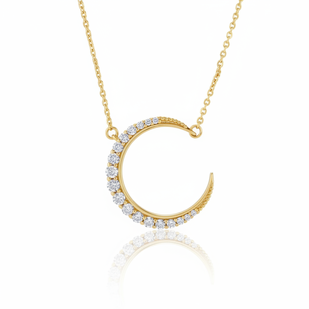 Moon Crescent Necklace | Gold, Silver & Rose Gold | Zoha Los Angeles"