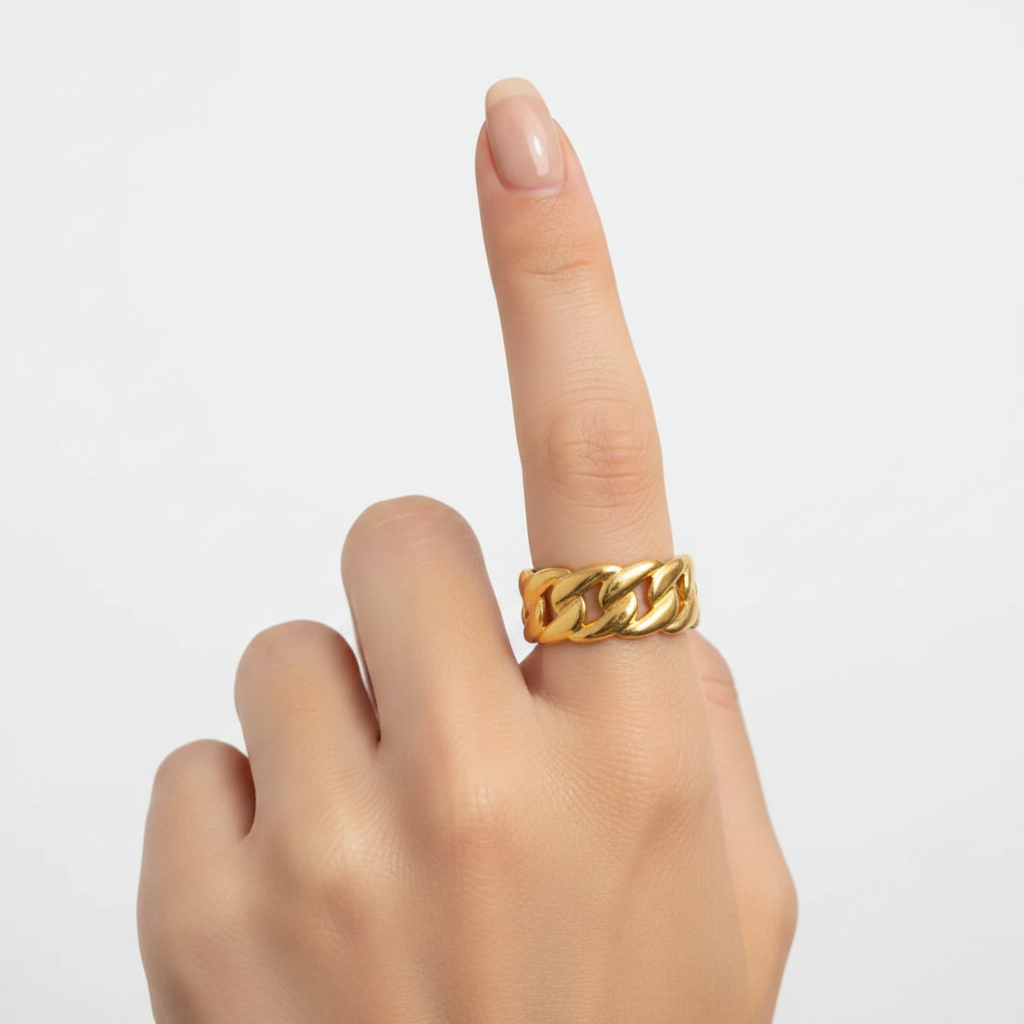 Cuban link adjustable ring Neena Ring