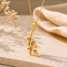 Olive Branch Necklace - Minimalist Gold Leaf Pendant - Zoha Los Angeles"