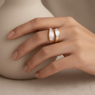 adjustable gold ring with mother of pearl inlay Ayla Open Ring