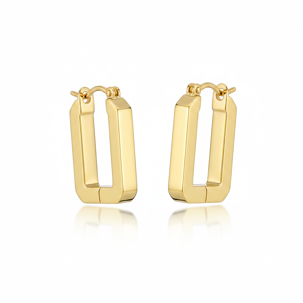 Rectangular Huggie Hoops