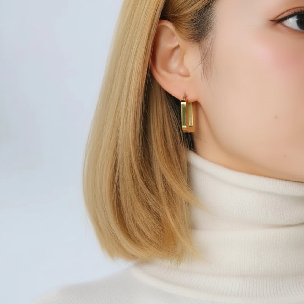 Rectangular Huggie Hoops