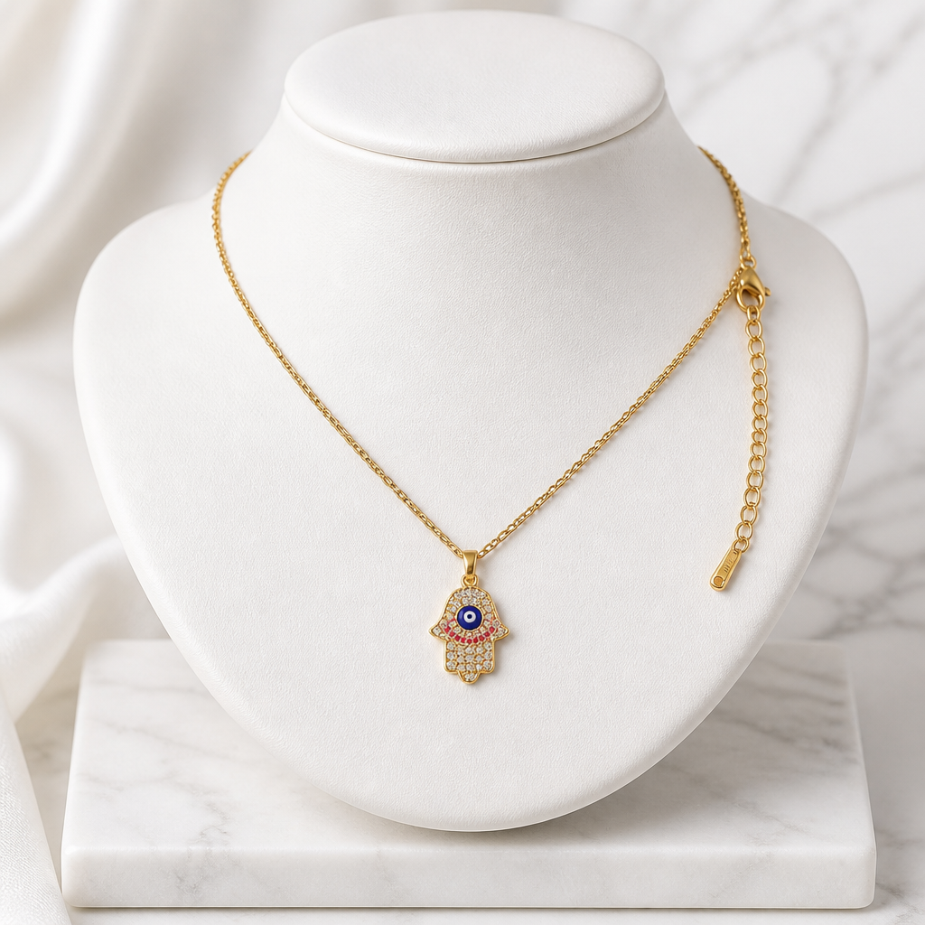 Sabina Hamsa Geometric Necklace