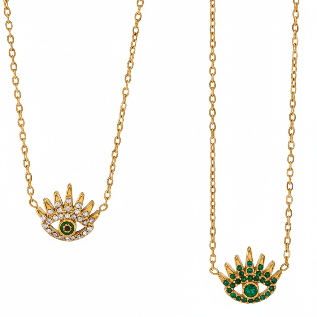 YUSRA Evil Eye Necklace 18k gold plated