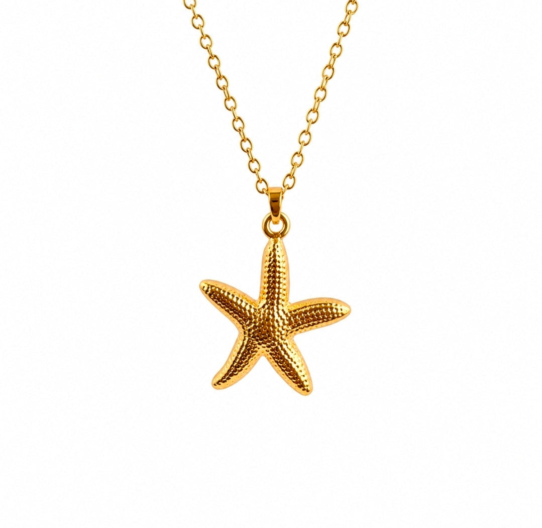 Star Shell Necklace - Gold Star Pendant - Zoha Los Angeles