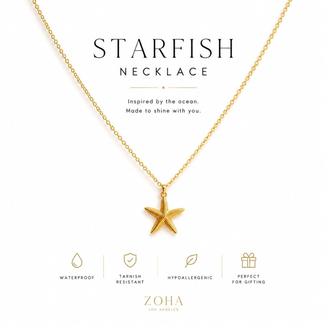 Star Shell Necklace - Gold Star Pendant - Zoha Los Angeles