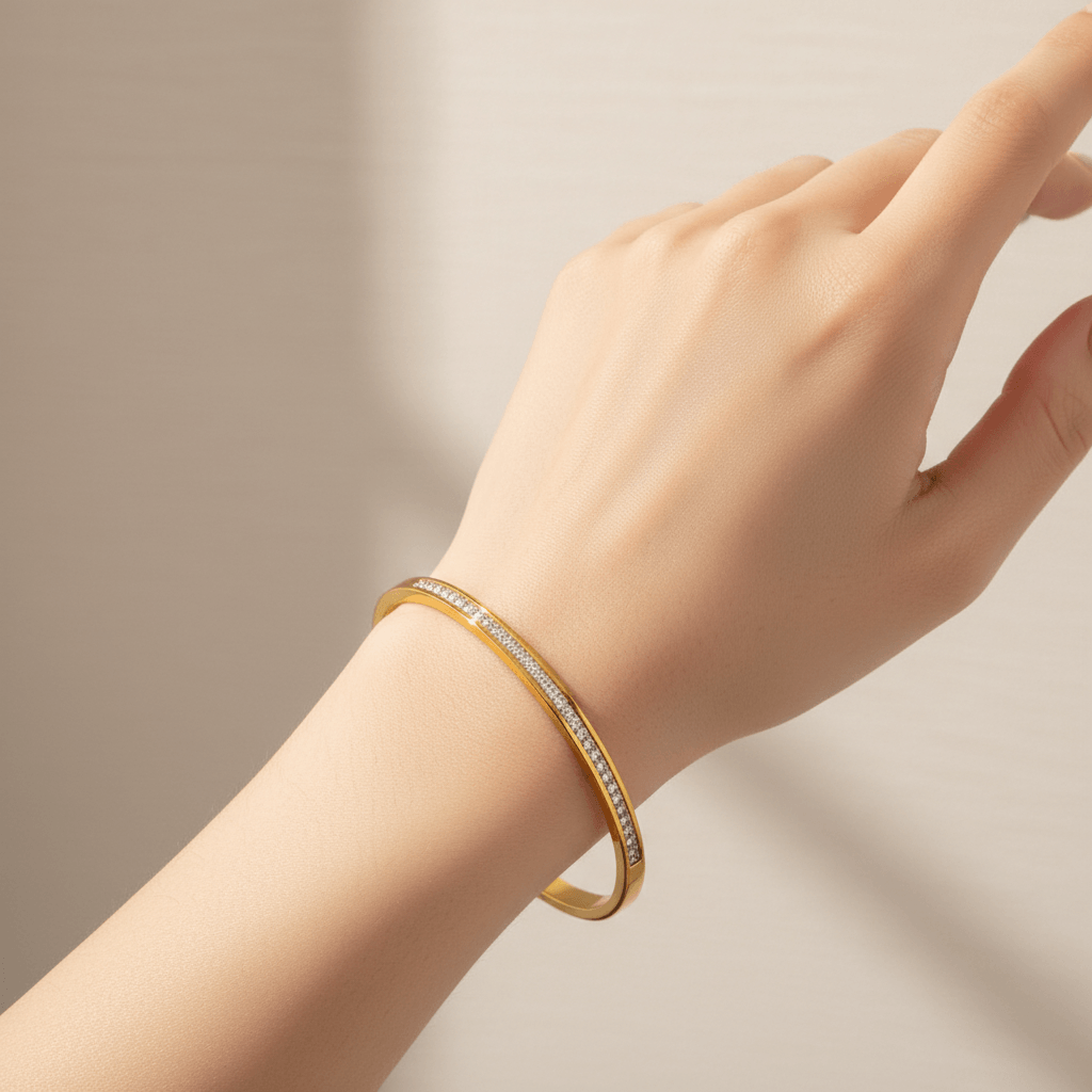 18k gold crystal bangle