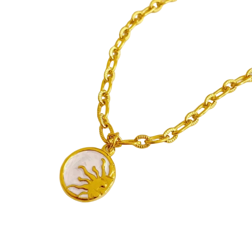 Sun Necklace | Celestial Shell Coin Necklace