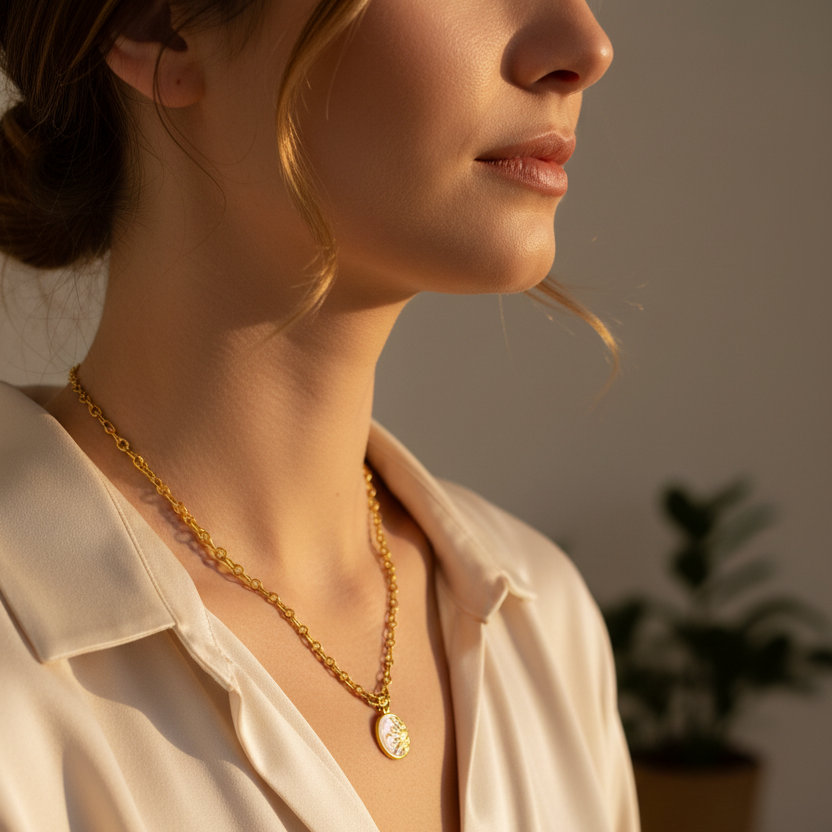 Sun Necklace | Celestial Shell Coin Necklace