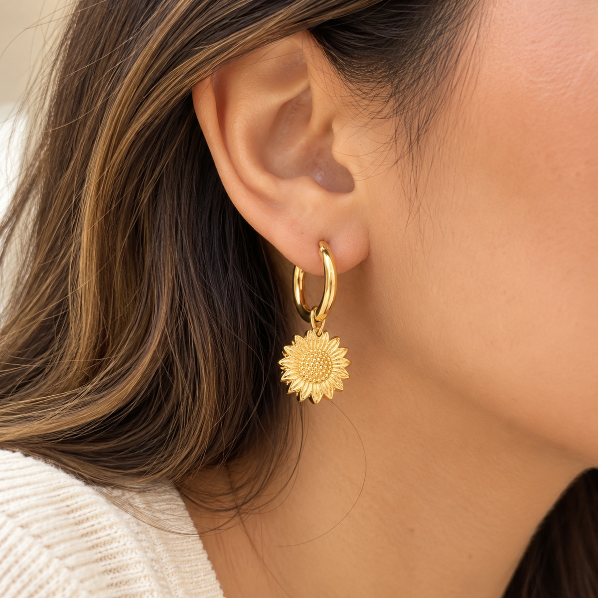 Sunflower Hoop Earrings