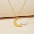 Verily With Hardship Comes Ease Crescent Moon Necklace in gold — Islamic faith jewelry by Zoha Los Angeles