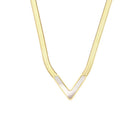 YAMNA V-Shape Chain Necklace in WHITE- 18K gold plated stainless steel by Zoha Los Angeles