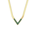 YAMNA V-Shape Chain Necklace in GREEN- 18K gold plated stainless steel by Zoha Los Angeles