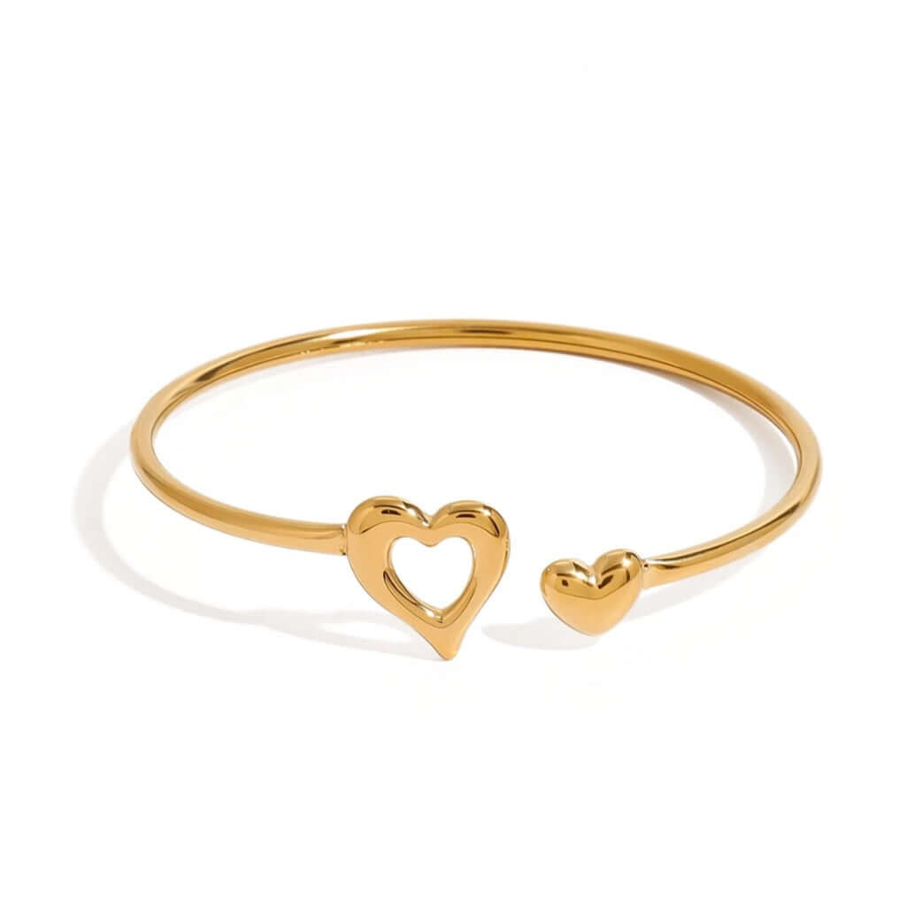 Lizzy Heart Cuff - Gold Heart Bracelet - Zoha Los Angeles