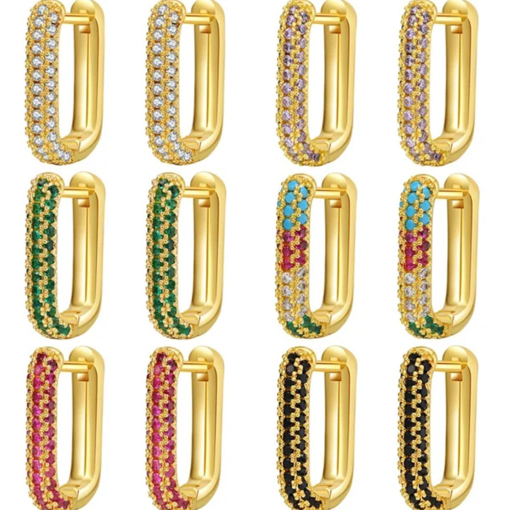 pavé hoop earrings EMY- 18k gold-plated stainless steel