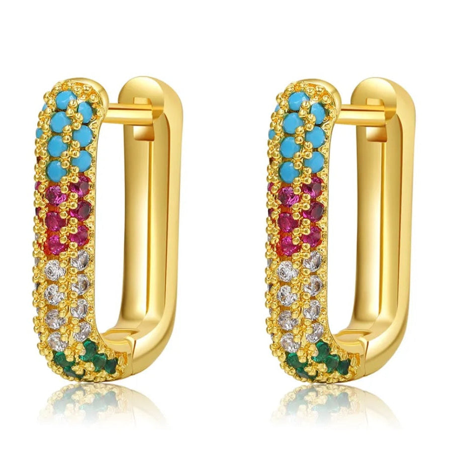 pavé hoop earrings EMY- 18k gold-plated stainless steel