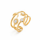 Celestial Harmony Ring – multi-band gold cuff with moon sun and star – Zoha Los Angeles