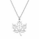 silver-colored openwork maple leaf pendant necklace 