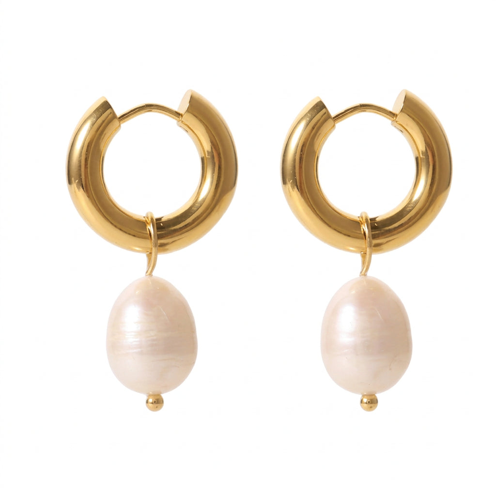 Chunky Pearl Hoop Earrings